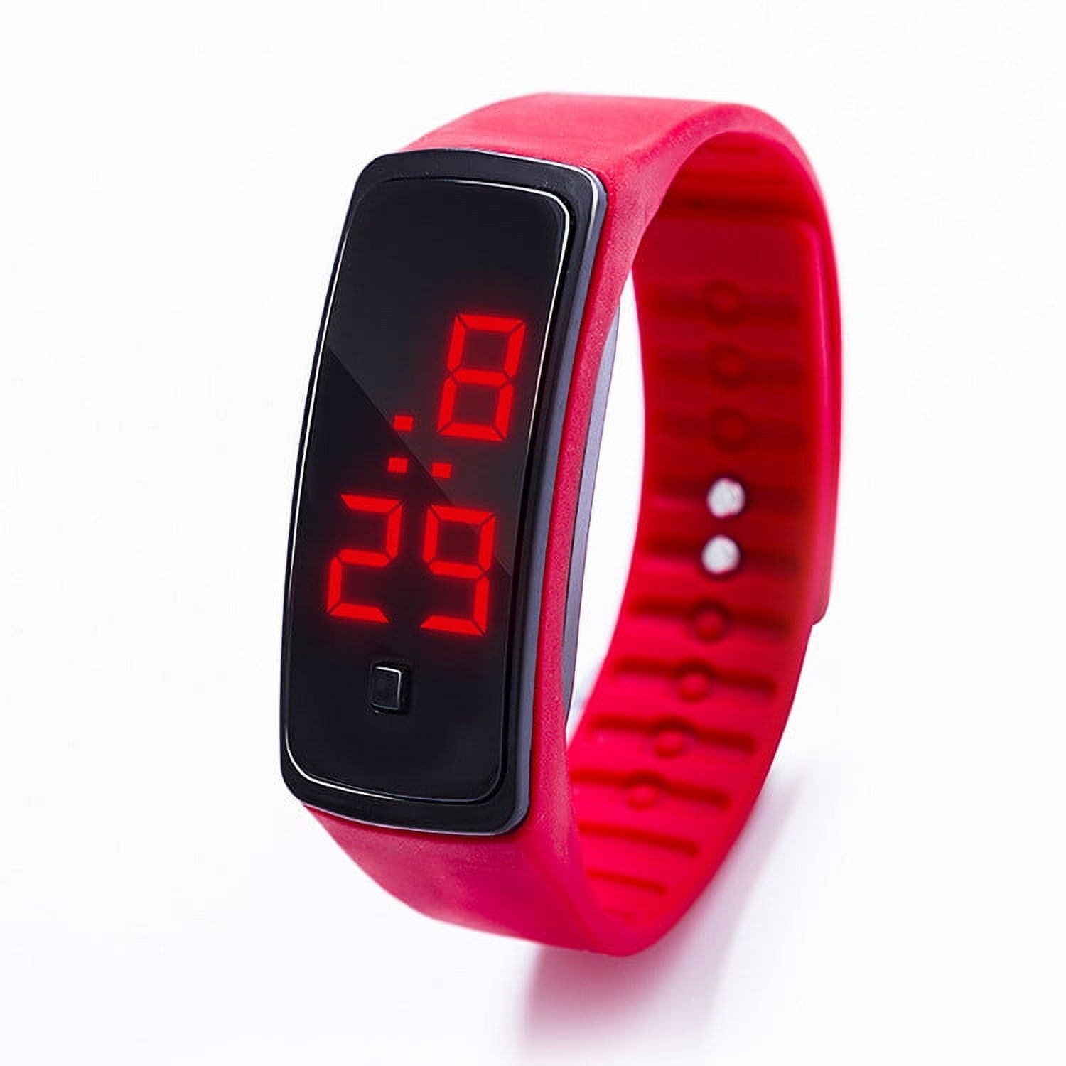 Fridja LED Wristwatch, Sports Silicone Strap Digital 12-Hour Dial Electronic Display Watches College Style Student Net Red Small Square Electronic Smart Watch